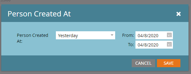 Change date to "Yesterday"