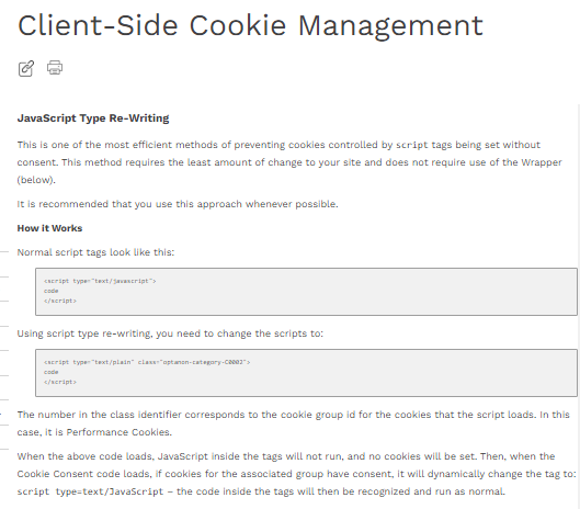 Client side cookie management - JS type rewrite