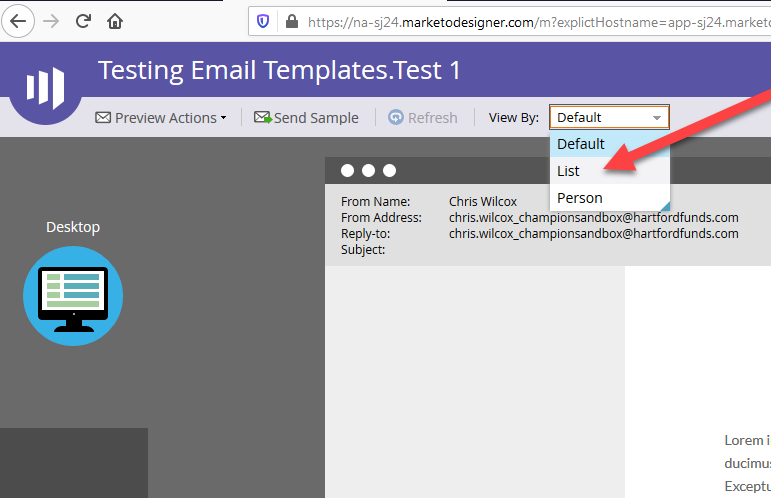 Preview your email using your test list.