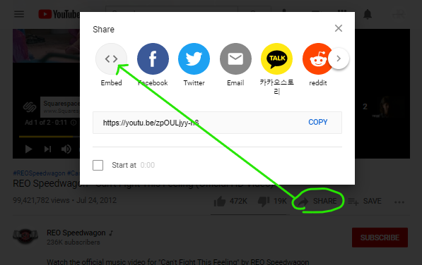 Find the embed code (iframe) for a YouTube video