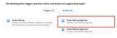 Add a Zoom Meeting Registrant using an Action in Zapier