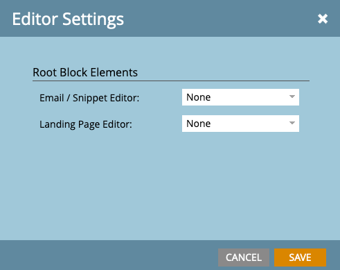 Screenshot of Root Block Elements settings