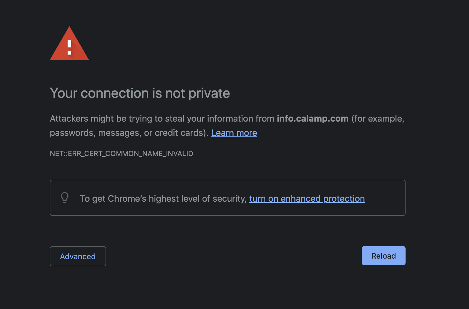 Your connection is not private.