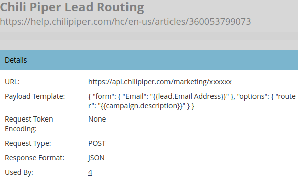 Webhook for Chili Piper Routing
