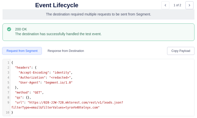 Segment Event Lifecycle First Segment Request