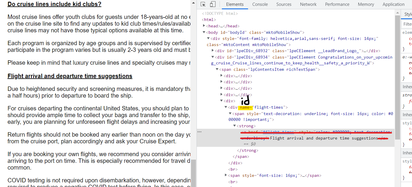 Anchor tag not working in Marketo Landing Page ) Marketing Nation
