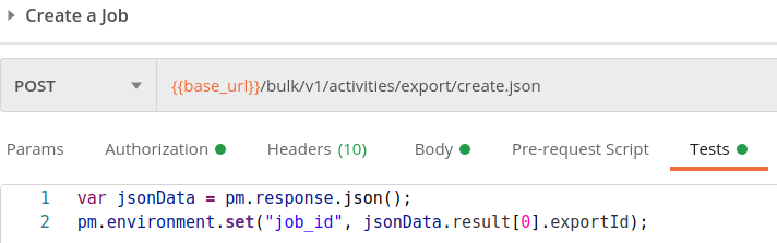 Code used to automatically populate the job_id variable
