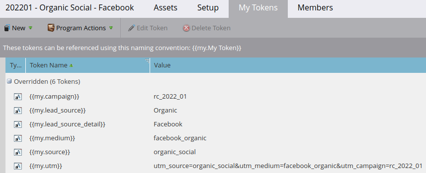 Local "My Tokens"