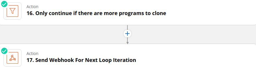 Sending a webhook to trigger the next iteration