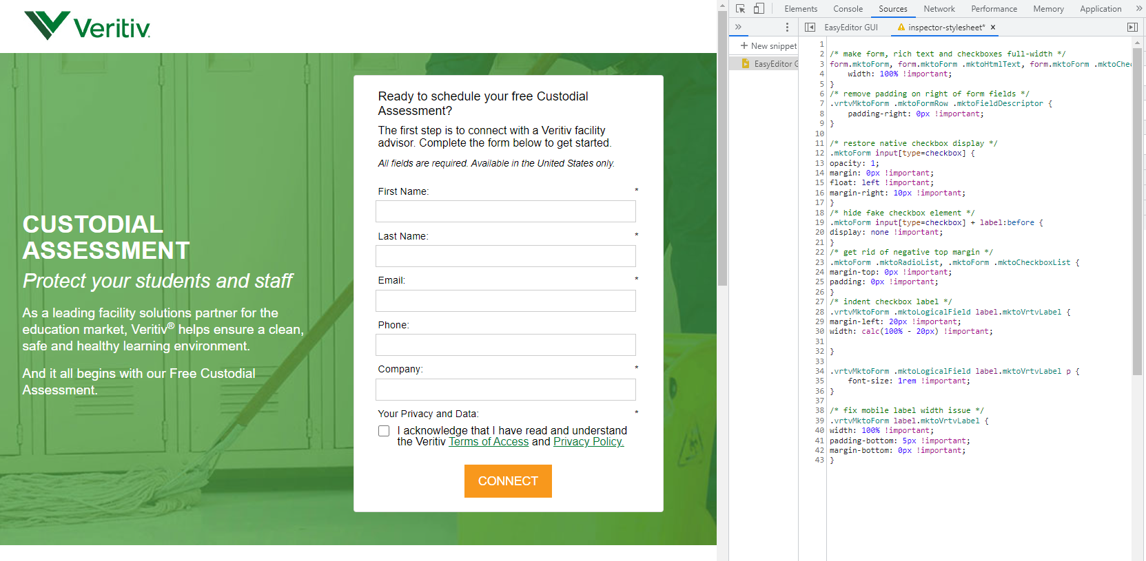 Solved Help with Form Formatting Custom CSS on Landing