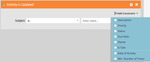 "Activity is updated" trigger in Marketo, with the constraint dropdown open