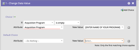 Example build with Change Data Value flow step