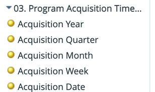 Acquisition filters available in RCE reporting