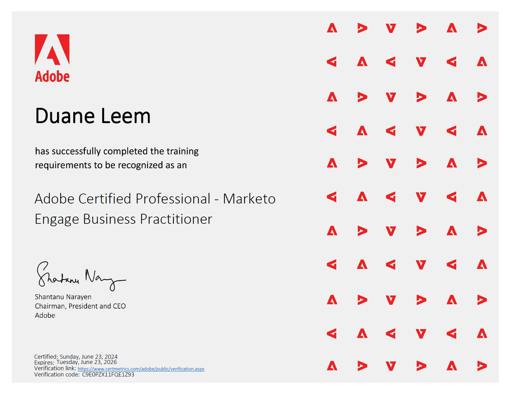 20240624 Adobe Certified Professional - Marketo Engage Business Practitioner certificate.png