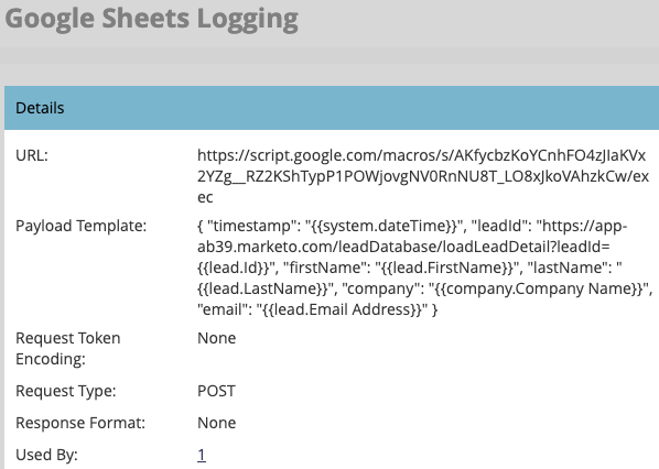 Webhook to send data to Google Sheets