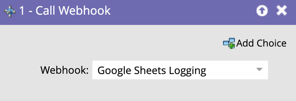 Calling the Google Sheets webhook in the flow